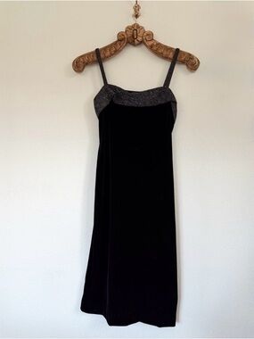 Vintage Y2K Black Velvet Midi Dress